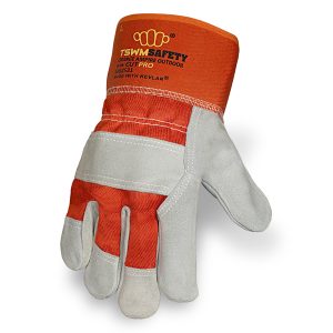 INDUSTRIAL COW LEATHER PALM SAFETY CUFF GLOVES